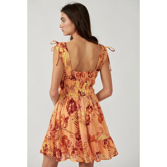 Free People Vernon Mini Dress Sleeveless Tie Shoulder Floral Pockets New Medium - Picture 8 of 14